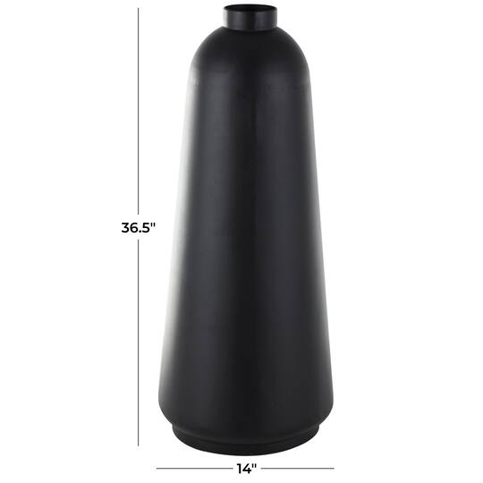 Black Metal Vase with Narrow Opening